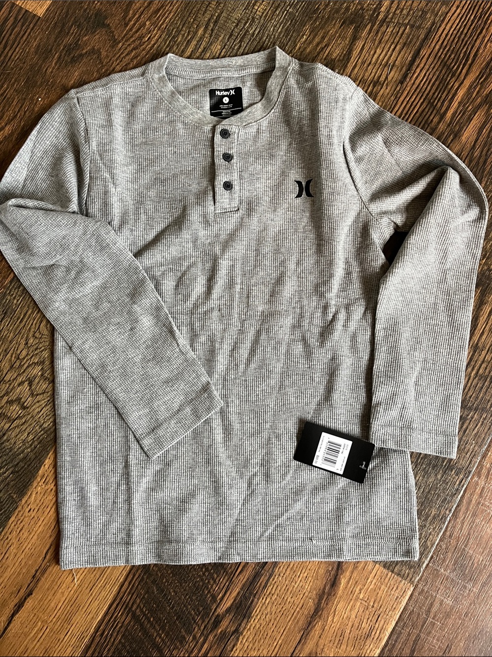 Hurley boys  Long-Sleeve Grey Henley Shirt - Brand new with tags